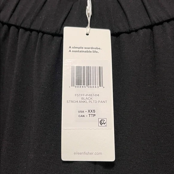 NWT Eileen Fisher Stretch Jersey Knit Pleated Straight Pant - Picture 8 of 8